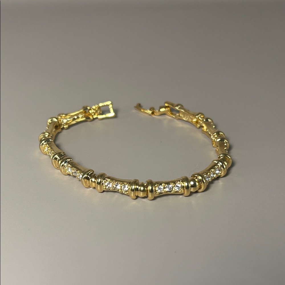 Costume Jewelry Classic Gold Tennis Bracelet with CZ Accents